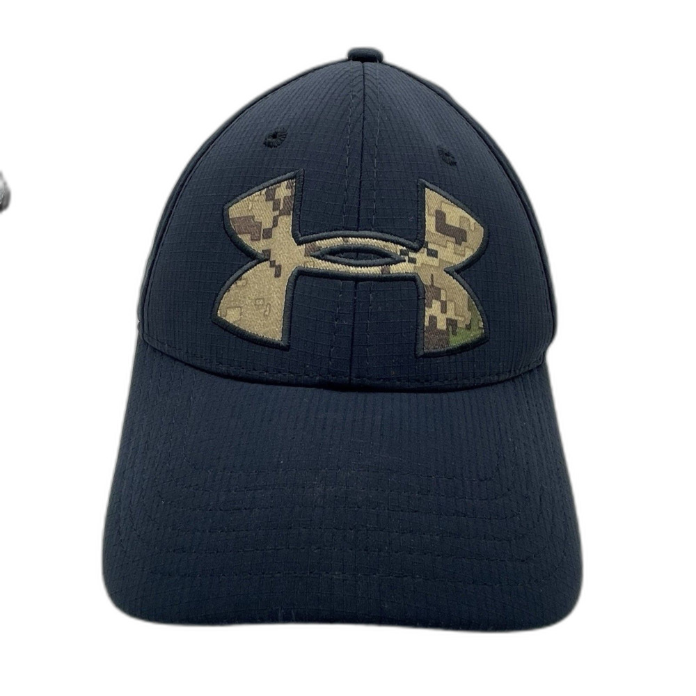 Under Armour Camouflaged Hat Fitted Medium Large Black Green Mens